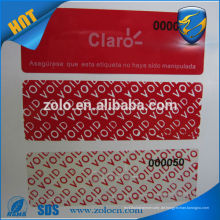 Großhandel Sicherheit Etikett PET Custom Logo Shenzhen ZOLO Zebra Kratzer aus Label